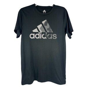 Adidas Logo T-Shirt Tee Boys Sz XL 18 /20 Black Short Sleeve Athletic Climalite